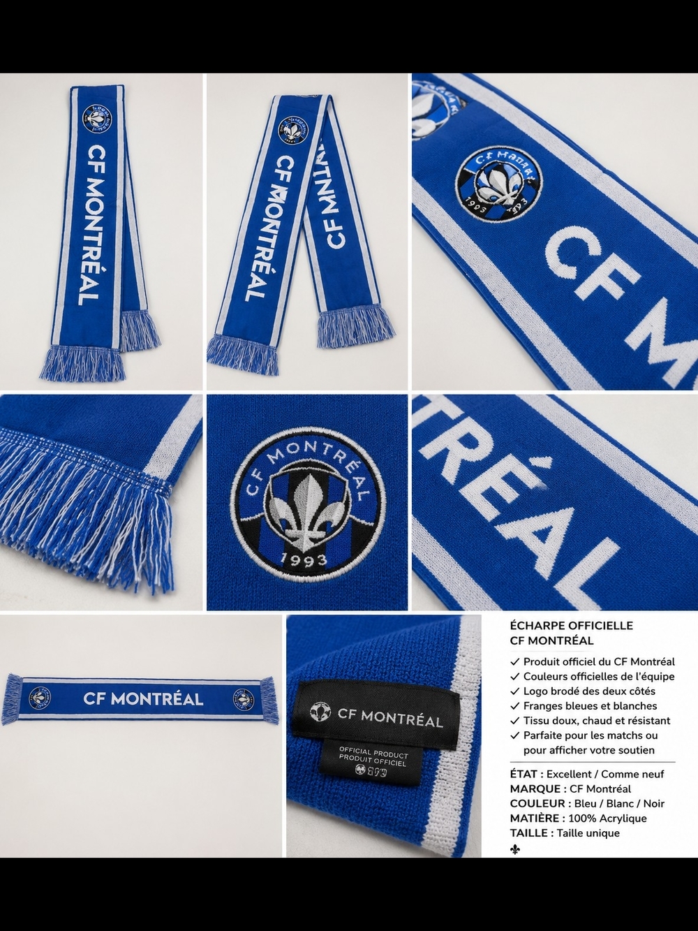 adidas CF Montréal Blue and White Supporter Scarf